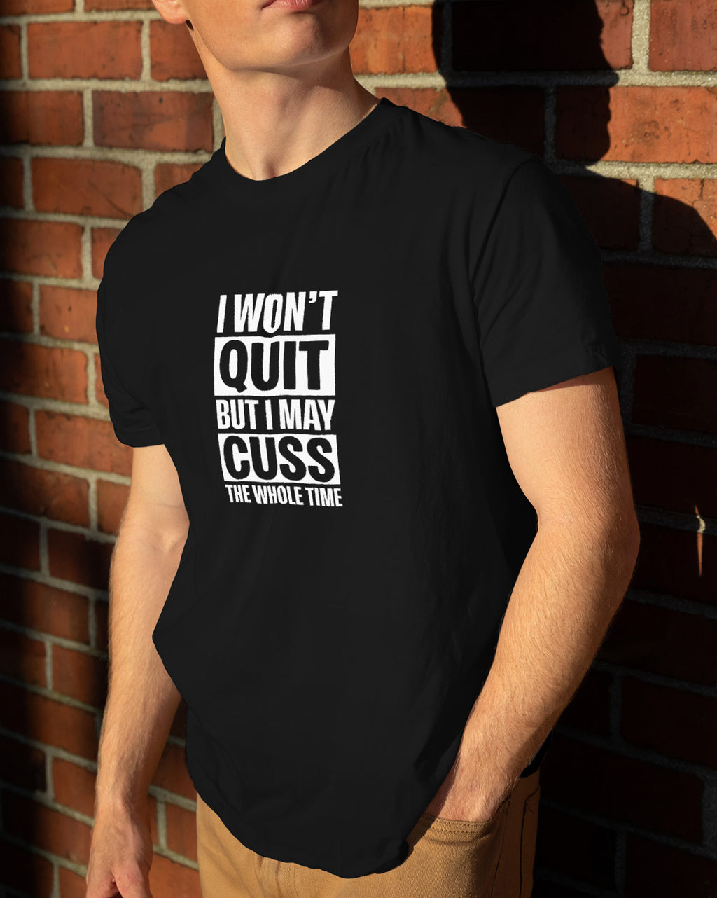 Unisex Motivation Tee | I Won'T Quit But I May Cuss The Whole Time