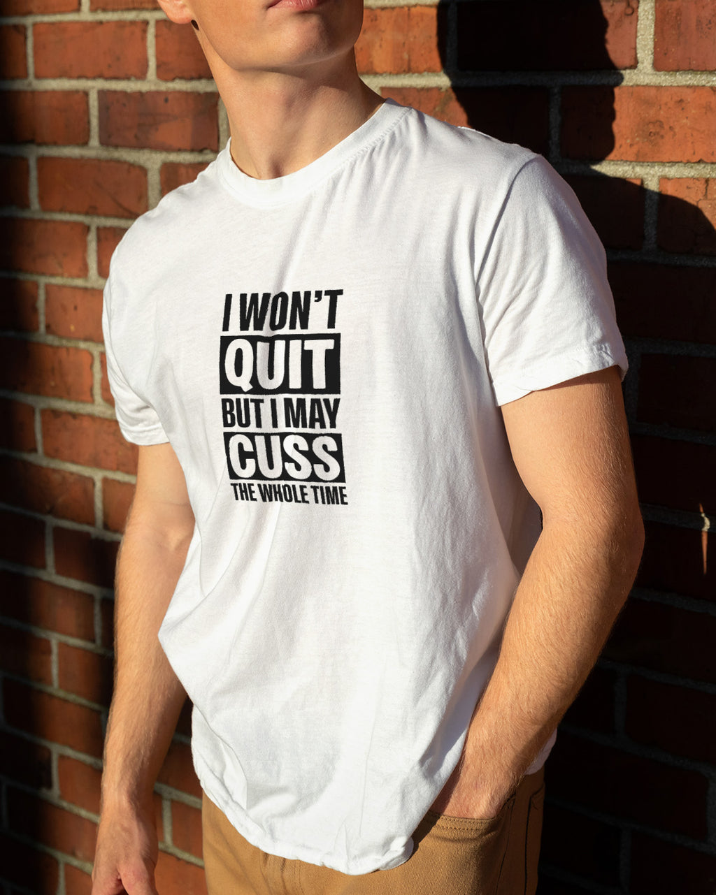 Unisex Motivation Tee | I Won'T Quit But I May Cuss The Whole Time
