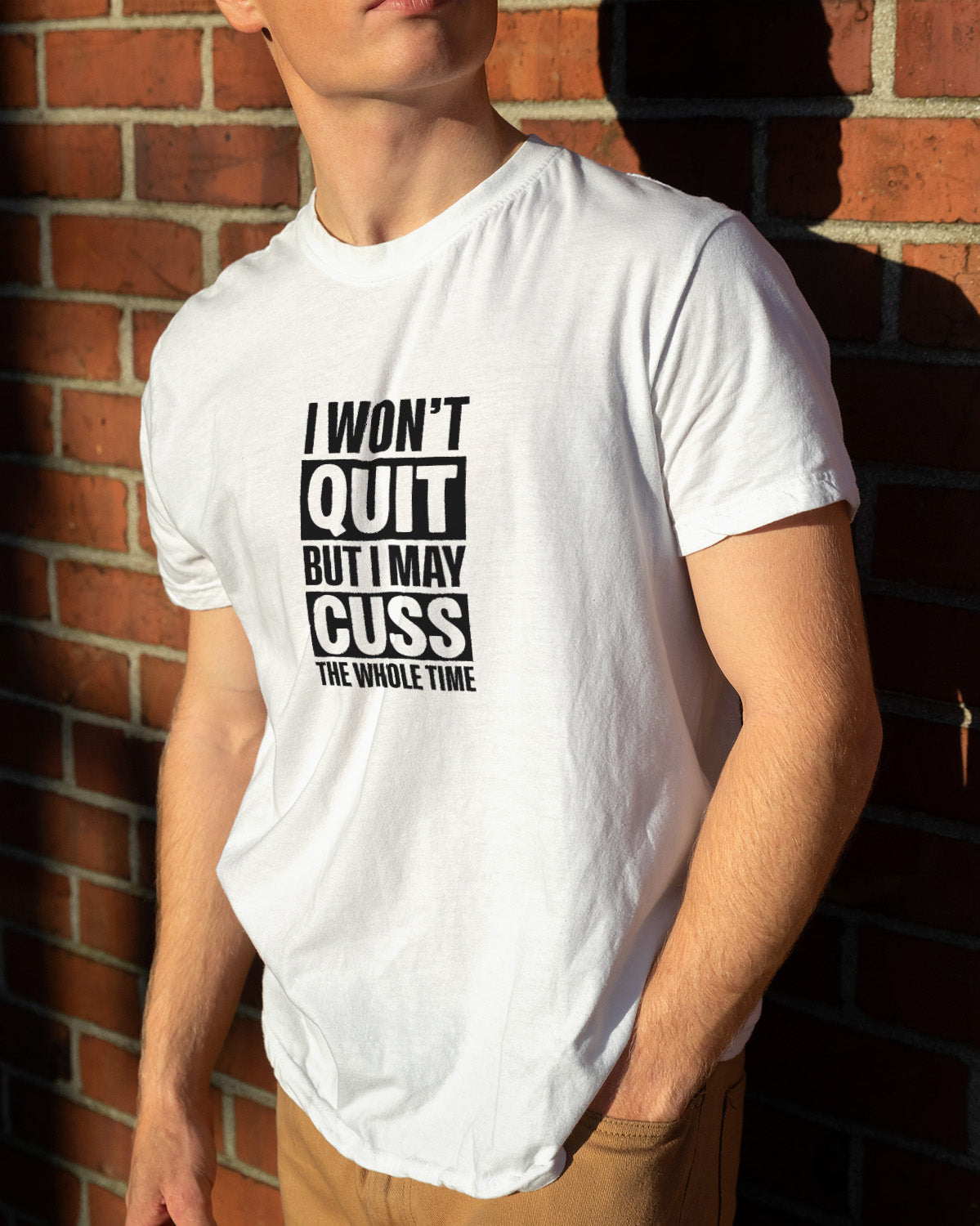 Unisex Motivation Tee | I Won'T Quit But I May Cuss The Whole Time