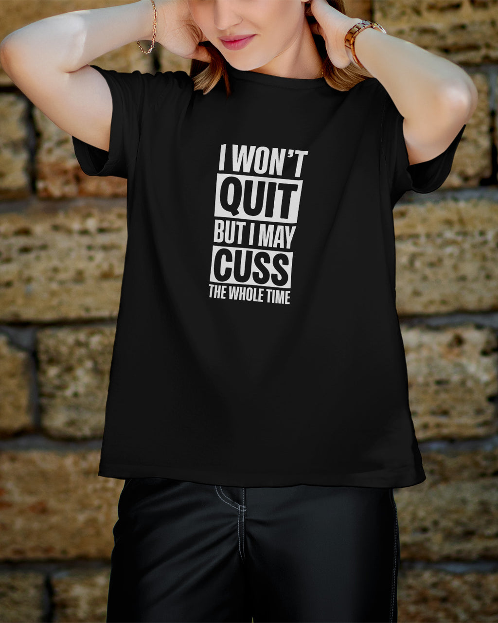 Unisex Motivation Tee | I Won'T Quit But I May Cuss The Whole Time