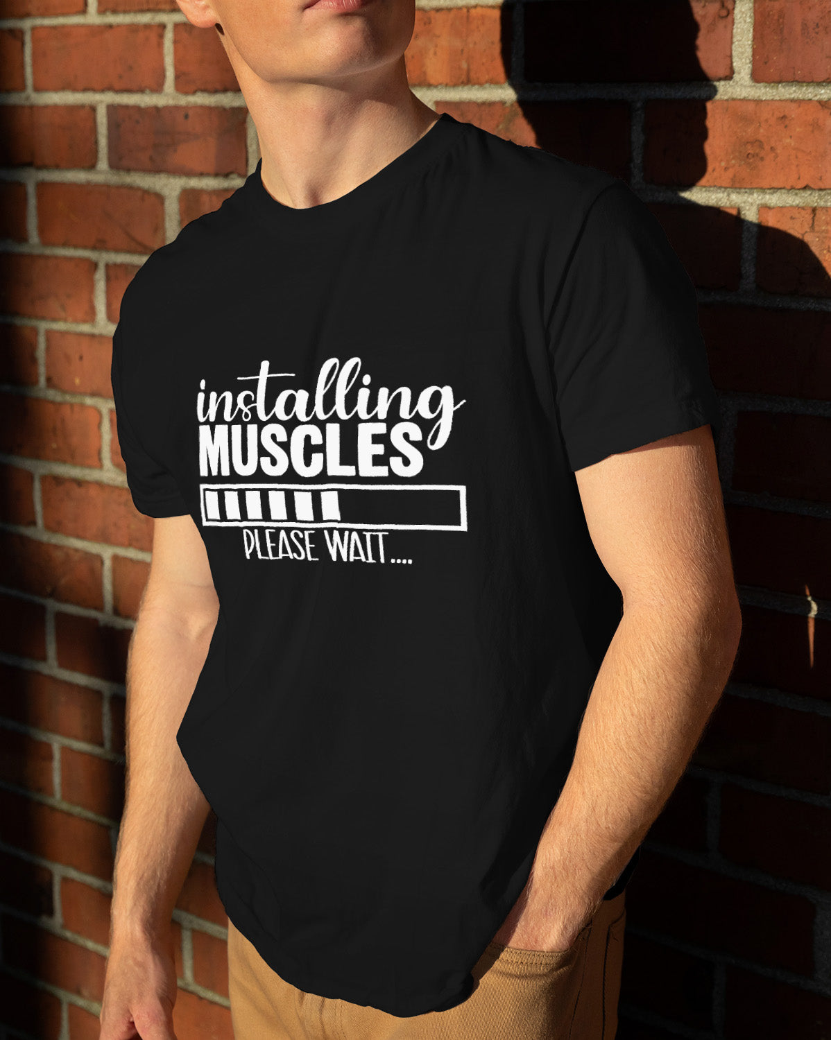 Unisex Motivation Tee | Installing Muscles Please Wait..