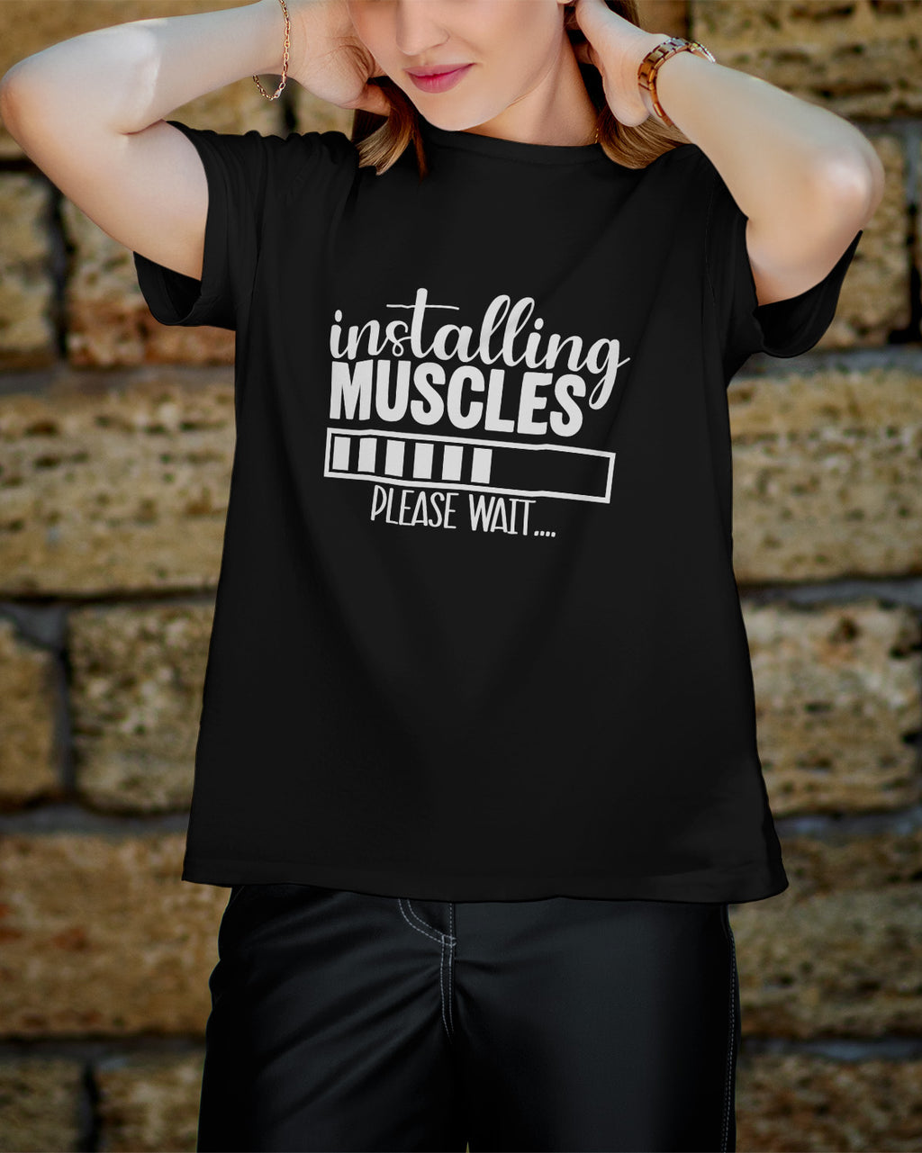Unisex Motivation Tee | Installing Muscles Please Wait..
