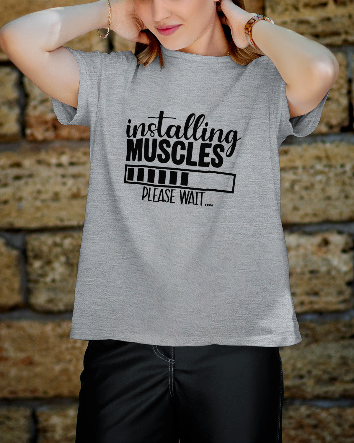 Unisex Motivation Tee | Installing Muscles Please Wait..