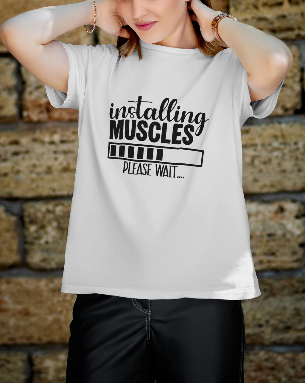 Unisex Motivation Tee | Installing Muscles Please Wait..