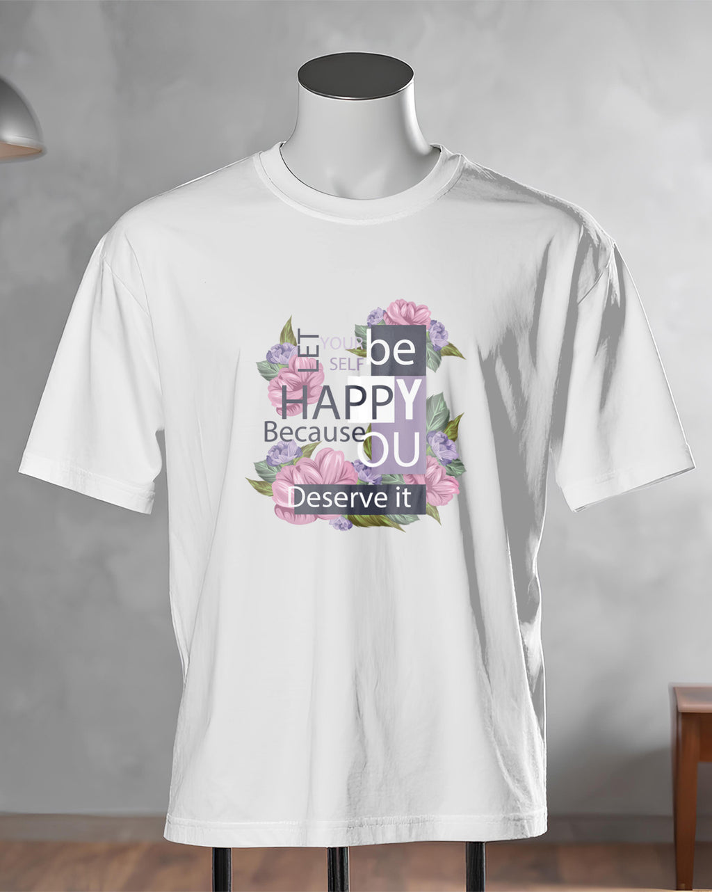 Unisex Floral Tee | Be Happy