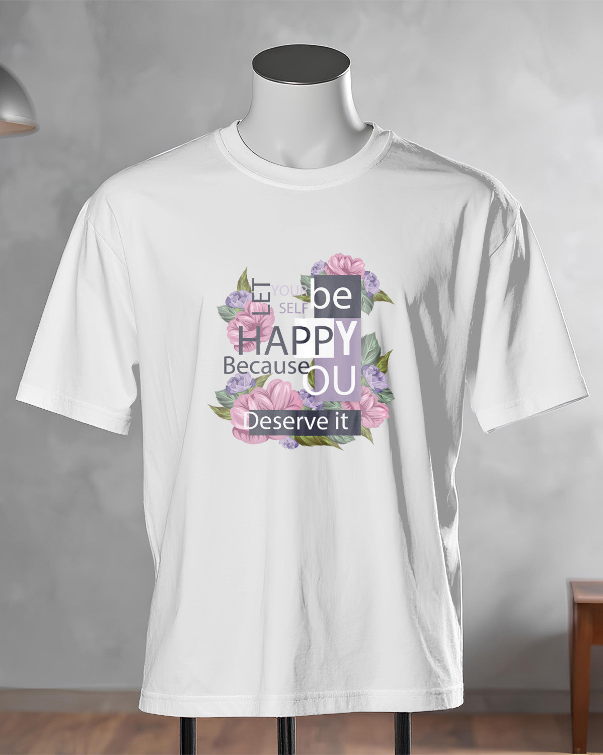 Unisex Floral Tee | Be Happy