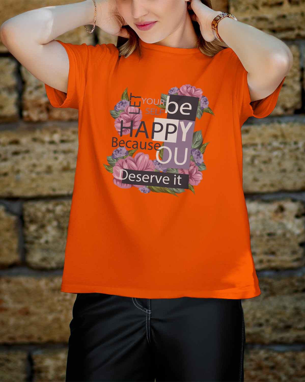 Unisex Floral Tee | Be Happy