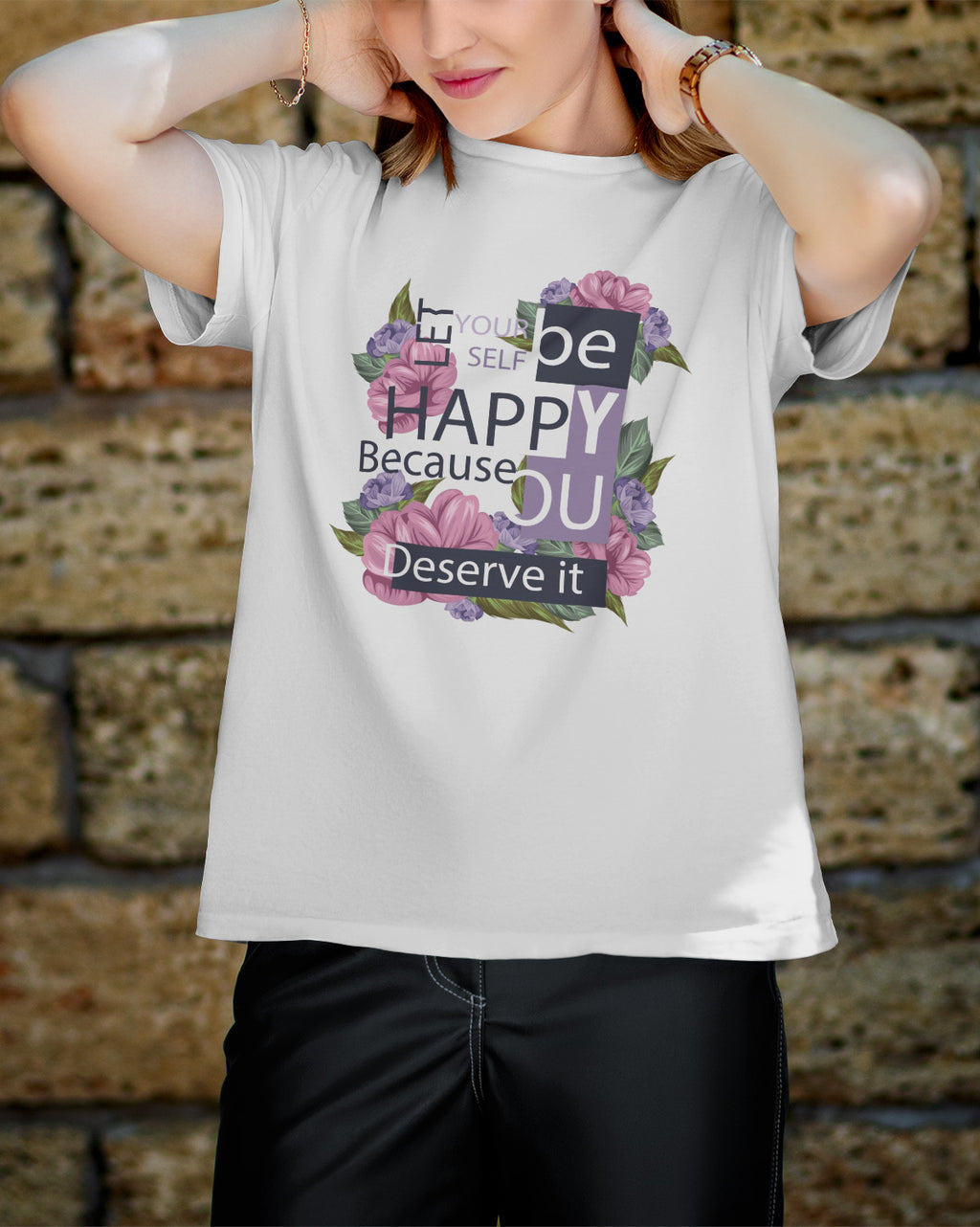 Unisex Floral Tee | Be Happy